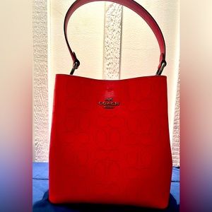 Coach town fire red bucket bag